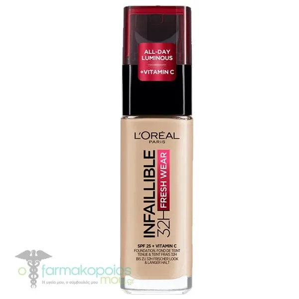L'Οreal Paris Infaillible 32H Fresh Wear Foundation SPF25, 30ml - 130 Beige Peau