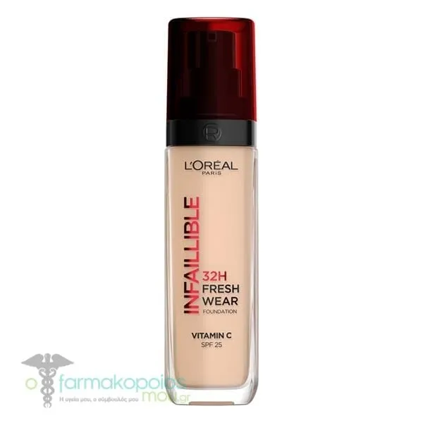 L'Οreal Paris Infaillible 32H Fresh Wear Foundation SPF25, 30ml - 132 Warm