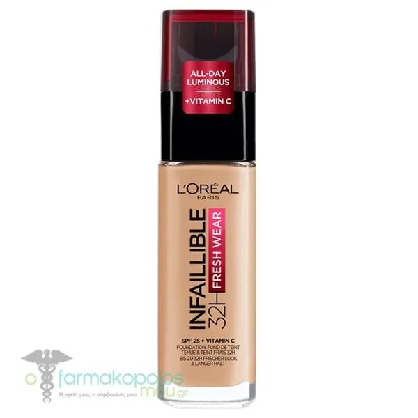 L'Οreal Paris Infaillible 32H Fresh Wear Foundation SPF25, 30ml - 200 Lin Naturel