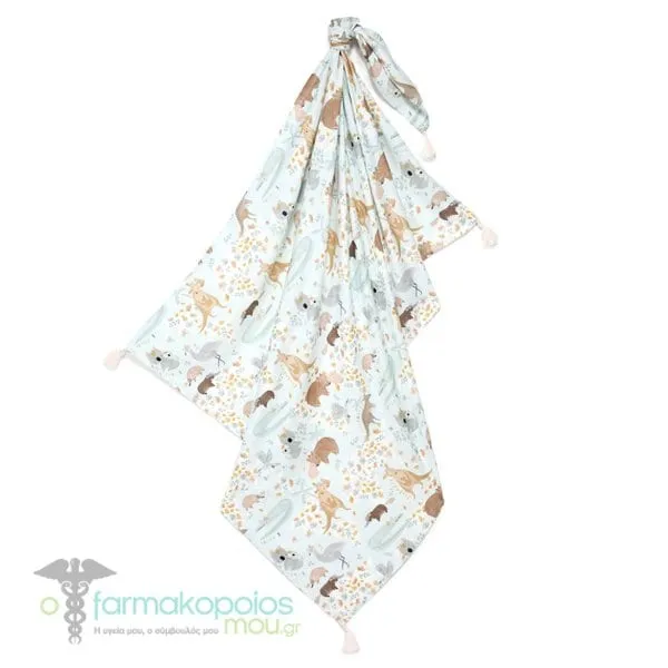 La Millou Bamboo Swaddle Dundee & Friends (100x120cm), 1pc - Light blue