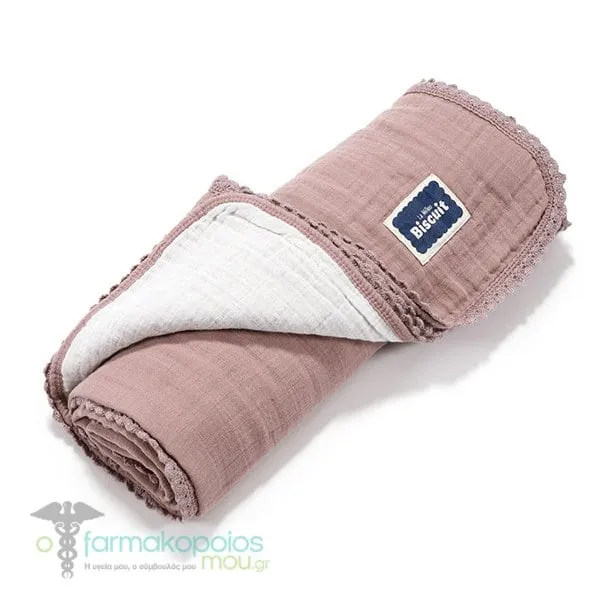 La Millou Biscuit Collection Muslin Blanket French Lavender & Off White (100x100cm), 1pc