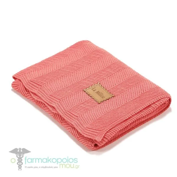 La Μillou Herringbone Bamboo Blanket Papaya (80x90cm), 1pc