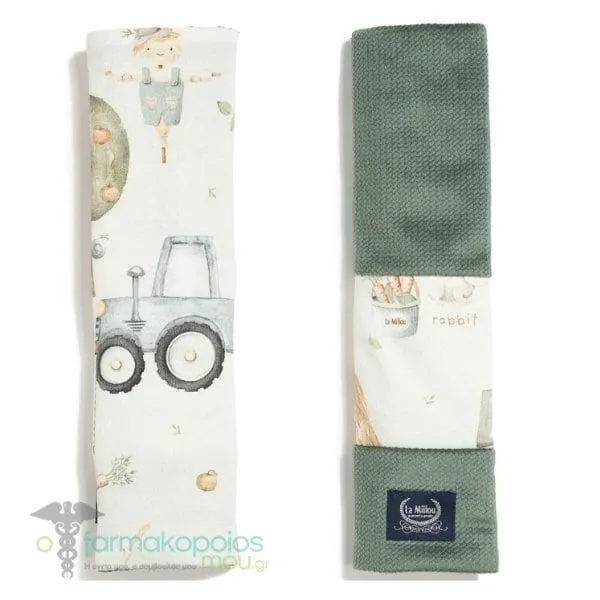 La Millou Jersey Seat Belt Cover ABC Farm Velvet Khaki Mint, 1set