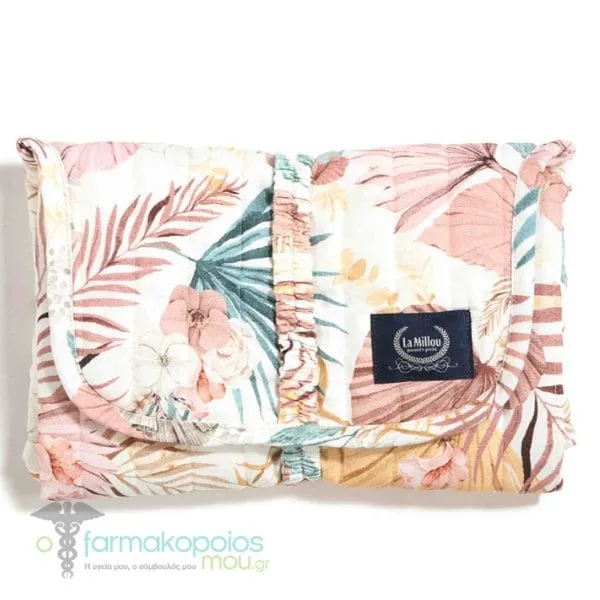 La Millou Mollet Quilted Changing Mat-Boho Palms Light-Powder Pink Ελαφριά Αλλαξιέρα Ταξιδιού, 1τεμ