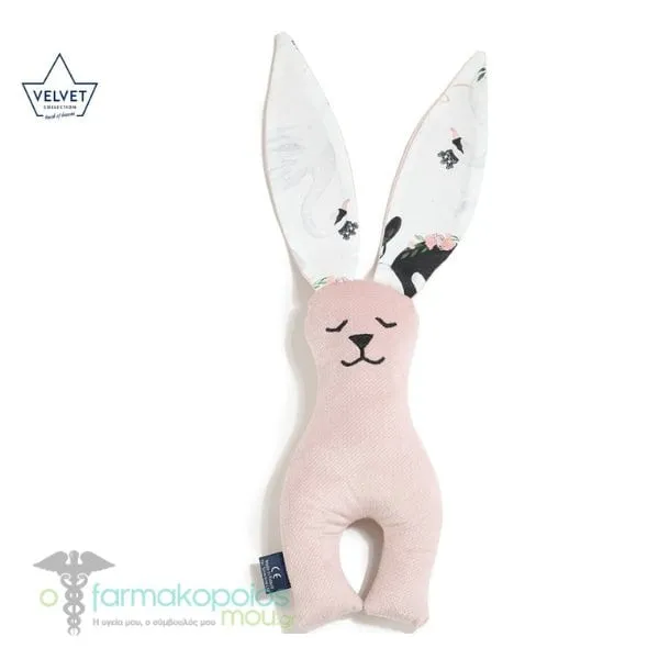 La Millou Small Bunny Moonlight Swan Velvet Smoke Rose Fabric Toy Bunny, 1pc