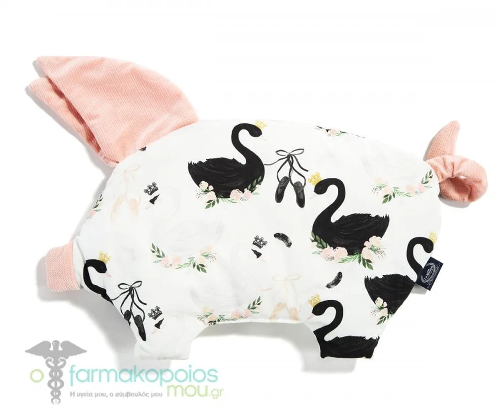La Millou Velvet Sleepy Pig Moonlight Swan Powder Pink Βρεφικό Μαξιλάρι Γουρουνάκι 35cm x 40cm, 1 τεμάχιο