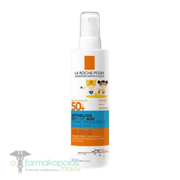 La Roche-Posay Anthelios Uvmune 400 Dermo-Pediatrics Invisible Spray SPF50+ Παιδικό Αντηλιακό Σπρέι για Ευαίσθητο & με Τάση Ατοπίας Δέρμα, 200ml