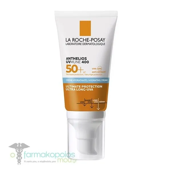 La Roche Posay Anthelios UVMUNE400 Hydrating Cream SPF50+ Αντηλιακή Κρέμα Προσώπου με Άρωμα, 50ml