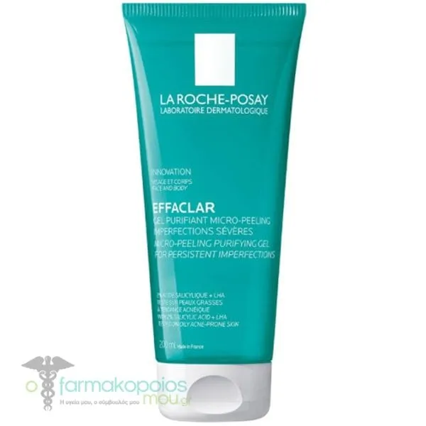 La Roche-Posay Effaclar Μicro-Peeling Purifying Gel Τζελ Καθαρισμού για Eπίμονες Aτέλειες, 200ml