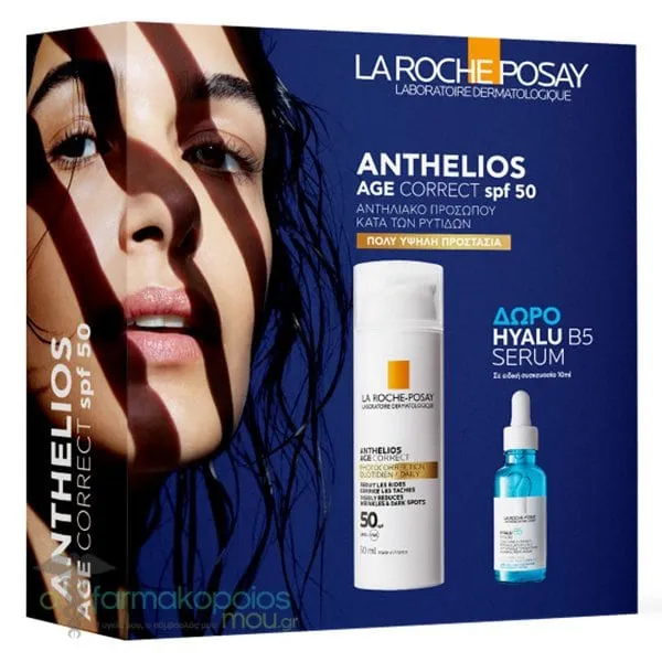 La Roche-Posay Αnthelios Age Correct SPF50 Sunscreen & Free Hyalu B5 Serum, 10ml, 1set