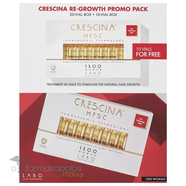 Labo Crescina Transdermic HFSC Re-Growth Promo Pack 1300 Woman, 20+10vials