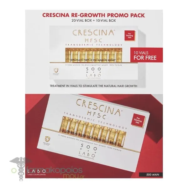 Labo Crescina Transdermic HFSC Re-Growth Promo Pack 500 Man, 20+10vials