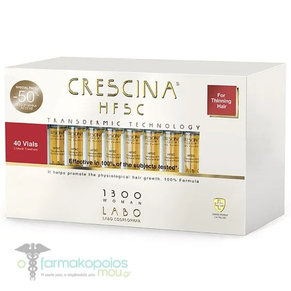Labo Special Pack (-50% στο 2ο Μήνα Αγωγής) Crescina HFSC Transdermic Technology 1300 Woman Αμπούλες Μαλλιών κατά της Aραίωσης για Γυναίκες, 40vials