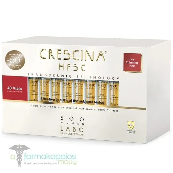 Labo Promo -50% Crescina HFSC Transdermic Technology 500 Woman For Thinning Hair, 40vials