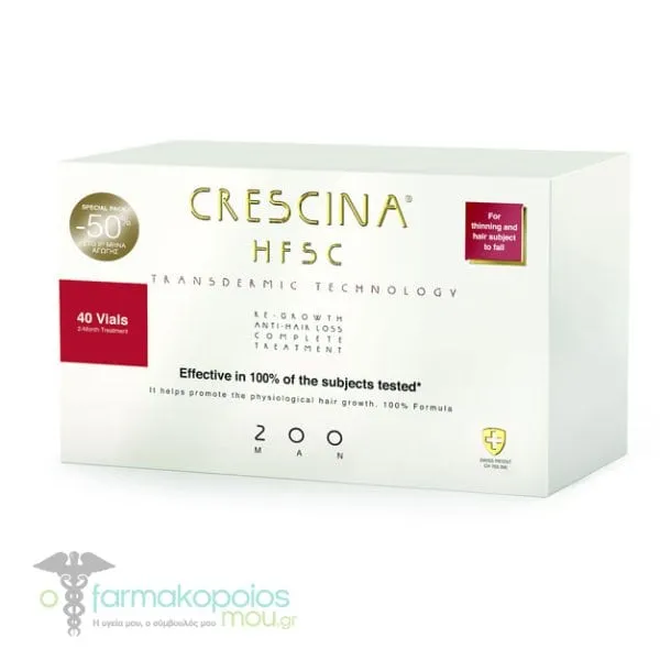 Labo Special Pack (-50% in 2nd Month of Training) Crescina HFSC Transdermic Technology 200 Man Anti-Hair Loss, 40vials