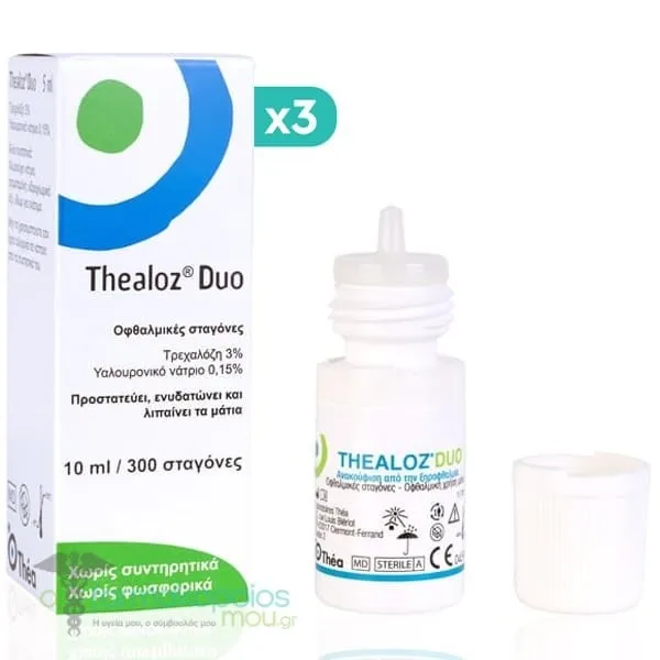 Laboratoires Théa Thealoz Duo Eye Drops Eyelid Substitute with Hyaluronic Acid, 3x10ml