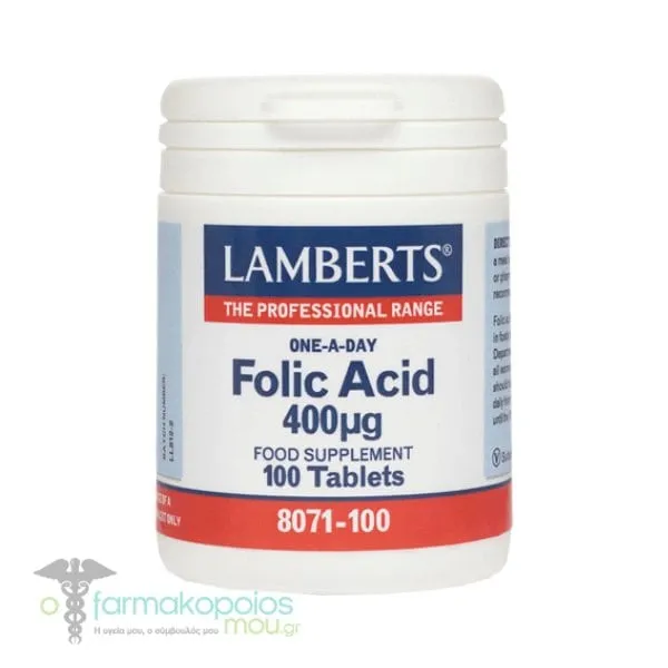 Lamberts Folic Acid 400μg, 100tabs
