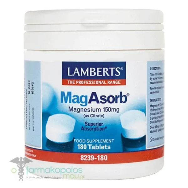 Lamberts MagAsorb Magnesium Citrate 150mg, 180tabs