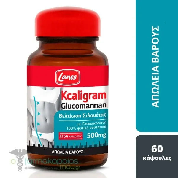Lanes Kcaligram Glucomannan 500mg, 60caps