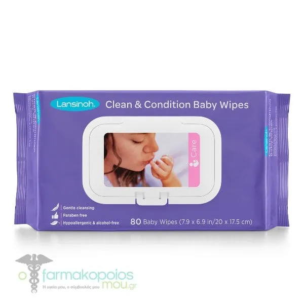 Lansinoh Clean & Condition Baby Wipes, 80pcs