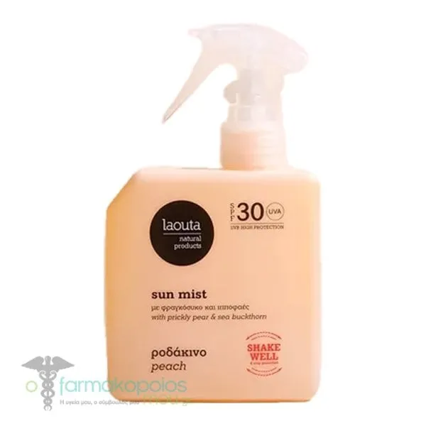 Laouta Natural Products Sun Mist Αντηλιακό Mist Ροδάκινο SPF30, 200ml