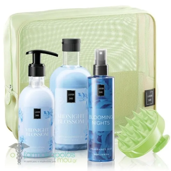 Lavish Care Midnight Blossom Body Care Bag Gift Set with Midnight Blossom Shower Gel, 500ml, Body Lotion, 300ml, Blooming Nights Mist, 200ml & Gift Head Massage Brush, 1pc & Beauty Pouch, 1pc, 1set