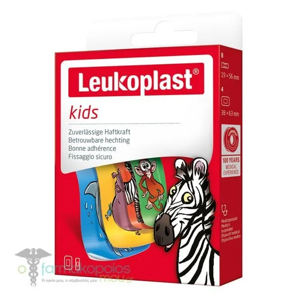 Leukoplast Professional Kids Adhesive Strips for Minor Injuries in 2 Sizes, 12pcs