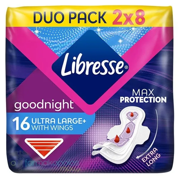 Libresse Goodnight Ultra Large+ with Wings Σερβιέτες Νύχτας με Φτερά, 2x8τεμ