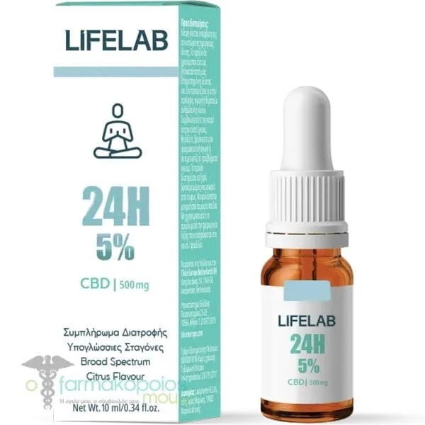 Lifelab 24h CBD 5% 500mg Citrus Sublingual Droplets, 10ml