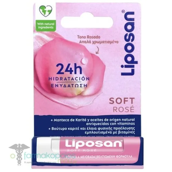 Liposan Soft Rose Lip Balm Βάλσαμο Χειλιών, 4,8g
