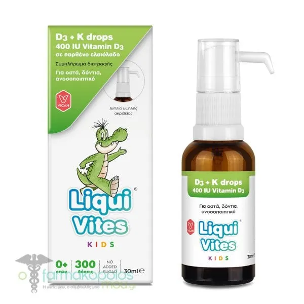 Liqui Vites Kids D3 400IU + K Drops, 30ml