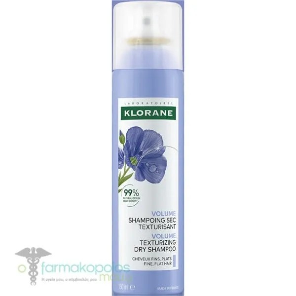 Κlorane Volume Texturizing Dry Shampoo Ξηρό Σαμπουάν για Όγκο &amp; Yφή με Λινάρι, 150ml