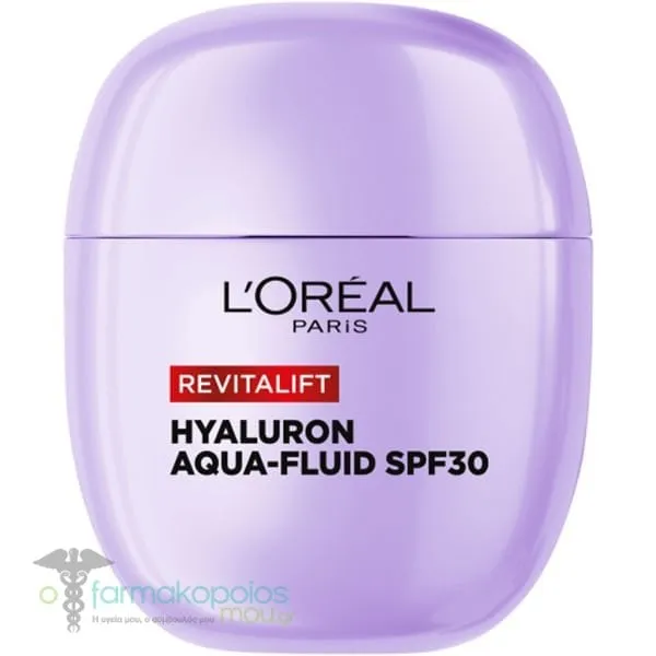 LOreal Paris Revitalift Hyaluron Plumping Aqua-fluid Face Cream Ενυδατική Κρέμα Προσώπου Ημέρας με SPF30, 40ml
