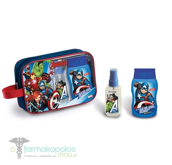 Lorenay Marvel Avengers Toiletry Bag with 2in1 Shampoo & Bubble Bath, 200ml & Kids Fragrance, 90ml, 1set