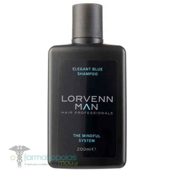 Lorvenn Man Elegant Blue Shampoo for Grey & Blonde Hair, 200ml