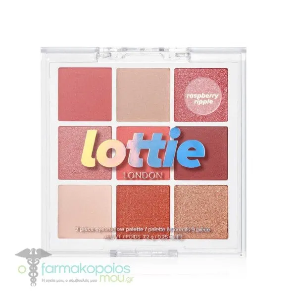 Lottie Palette 9 Shade Eyeshadow Palette Παλέτα Σκιών 7,02g, 1τεμ - Raspberry ripple