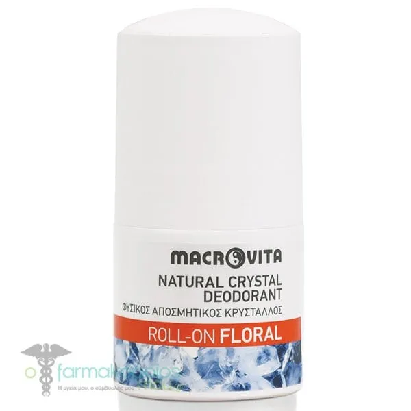Macrovita Floral Natural Crystal Deodorant Roll-On, 50ml
