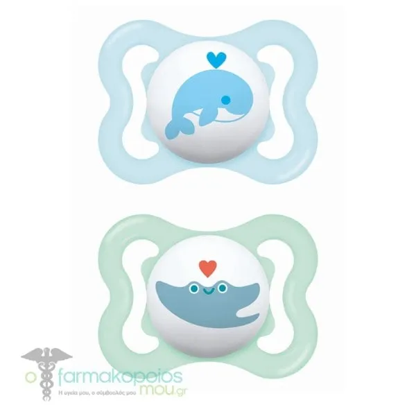 Mam Air Orthodontic Silicone Soother 2-6m (120S), 2pcs - 002 Γαλάζιο-Βεραμάν