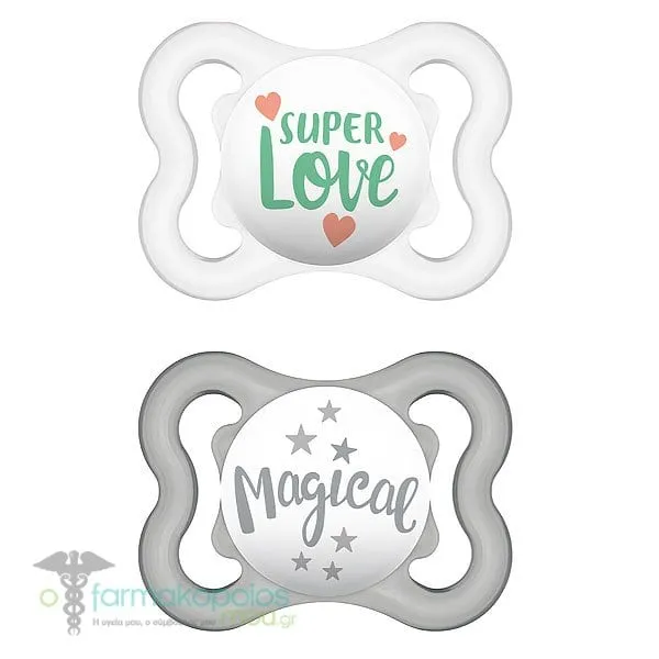Mam Air Orthodontic Silicone Soother 2-6m (120S), 2pcs - 006 Διάφανο-Γκρί