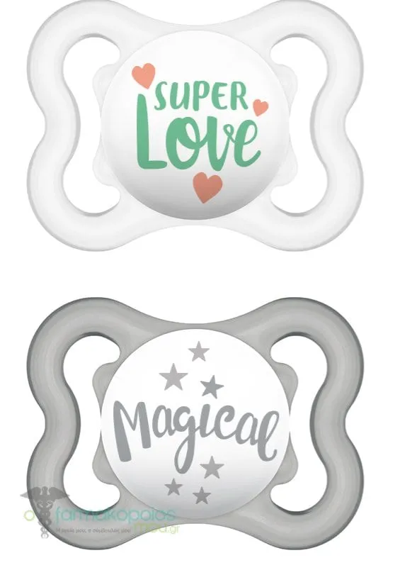 Mam Air Orthodontic Silicone Soother 2-6m (120S), 2pcs - Γκρί