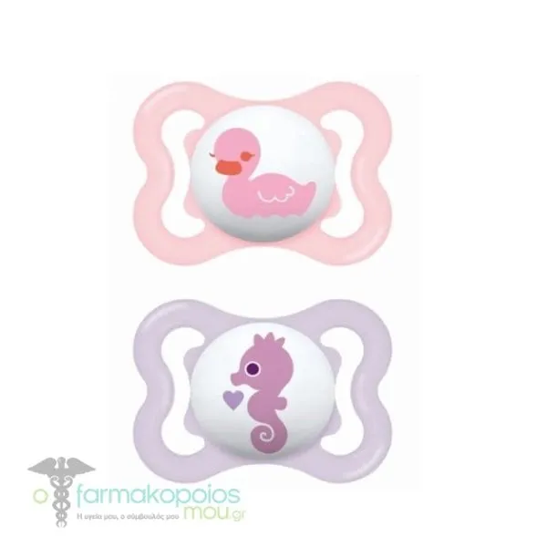 Mam Air Orthodontic Silicone Soother 2-6m (120S), 2pcs - Ροζ Παπάκι