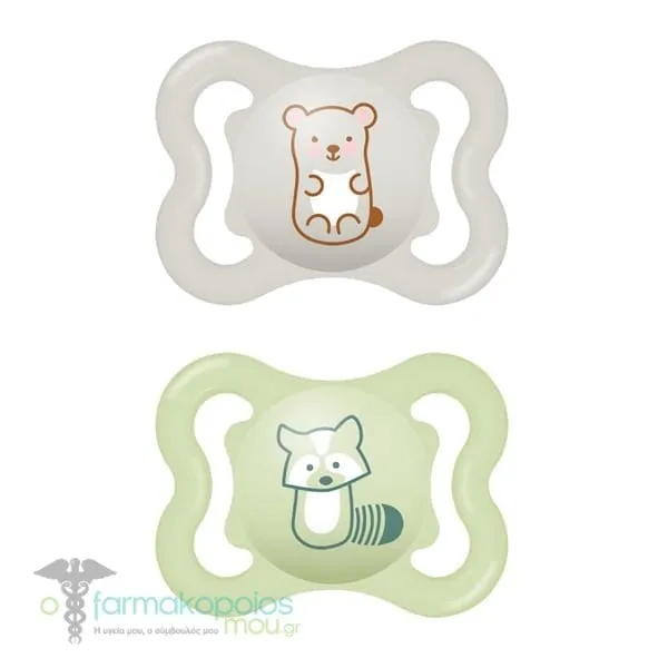 Mam Air Orthodontic Silicone Soother 2-6m (120S), 2pcs - Πράσινο-Γκρί