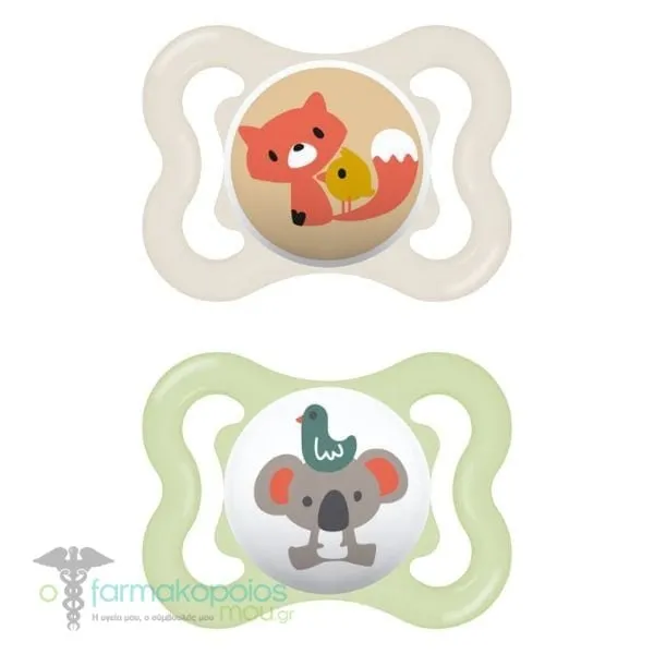 Mam Air Orthodontic Silicone Soother 2-6m (120S), 2pcs - Λευκό-Λαδί