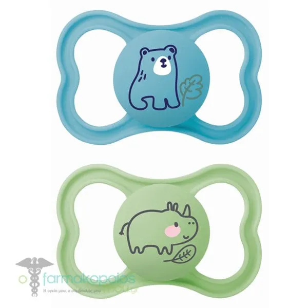 Mam Air Orthodontic Silicone Soother 16m+ (275S), 2pcs - Μπλε-Γκρι