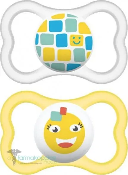 Mam Air Orthodontic Silicone Soother 16m+ (275S), 2pcs - Κίτρινο