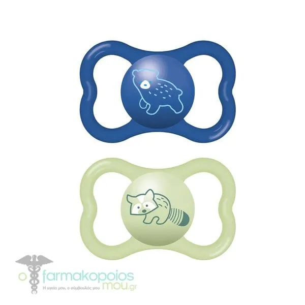 Mam Air Orthodontic Silicone Soother 16m+ (275S), 2pcs - Μπλε-Λαχανί