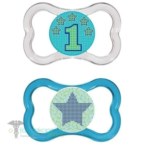 Mam Air Orthodontic Silicone Soother 16m+ (275S), 2pcs - Διάφανο-Μπλε