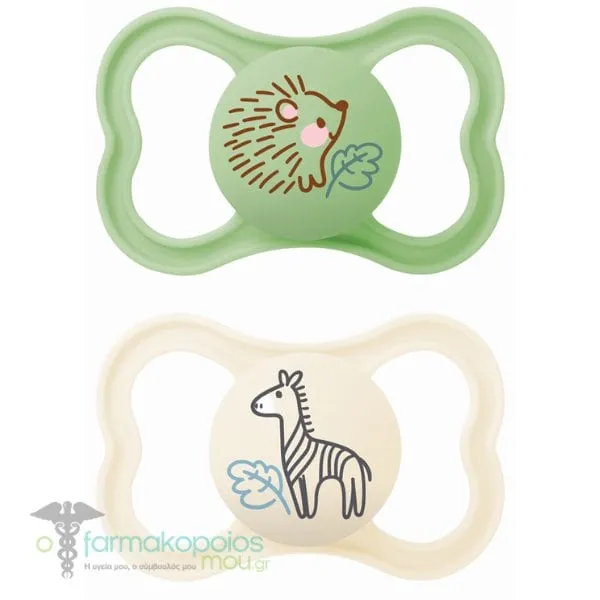 Mam Air Orthodontic Silicone Soother 16m+ (275S), 2pcs - Λαχανί-Γκρι