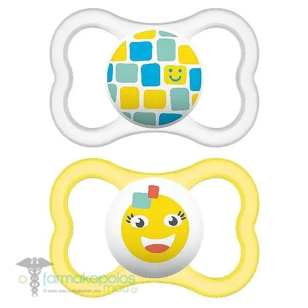 Mam Air Orthodontic Rubber Soother 16m+ (276L), 2pcs - Λευκό-Κίτρινο