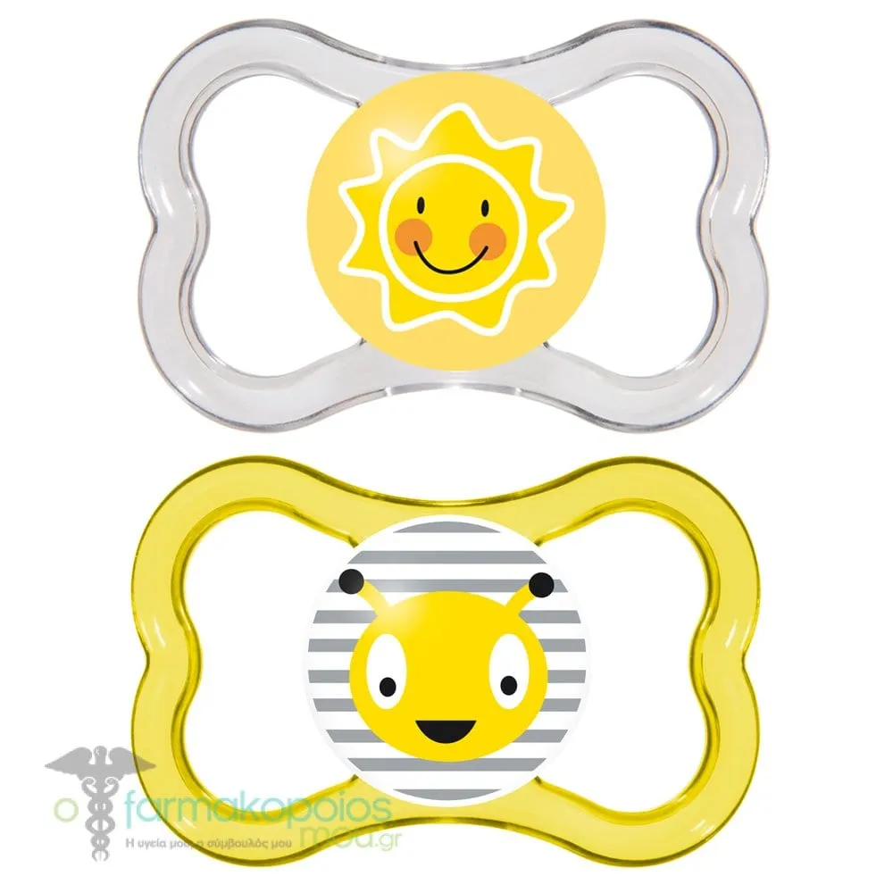Mam Air Orthodontic Rubber Soother 16m+ (276L), 2pcs - Κίτρινο